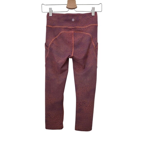 Lululemon Invigorate High-Rise Crop Orange Crackle Glaze Athletic Leggings Sz 4 - Picture 2 of 8